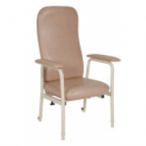 High Back Day Chair Euro - Vinyl Champagne - rear tilt movement casters