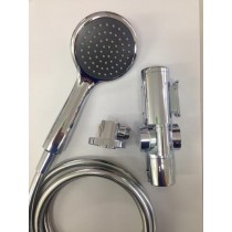 Hand Shower Bar Slide Grip & Glide Kit - All Chrome 2.0m PVC Hose Conical Fitting and Handpiece  - 32mm Grab rail not included