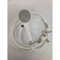 Hand Shower Dual Push On Spout 1.25 m White Hose & Shower Head with Clamp