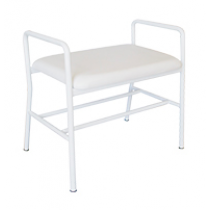 Maxi Shower Stool with Arms - 600 mm wide with Padded Seat, White Zinc Plated Frame   MUW 300 kg