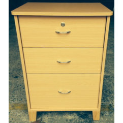 Bedside Cabinet 3 Drawers - Square Legs  (Specify Colour Below)