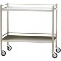 Dressing Trolley Stainless Steel - 2 Shelf with Rail Large