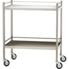 Dressing Trolley Stainless Steel - 2 Shelf with Rail