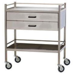 Dressing Trolley Stainless Steel - 2 Shelf, 2 Drawer Vertical