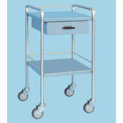 Dressing Trolley Stainless Steel - 2 Shelf  1 Drawer Lockable