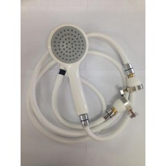 Hand Shower Dual Push On Spout 2.0 m White Hose & Shower Head with clamp