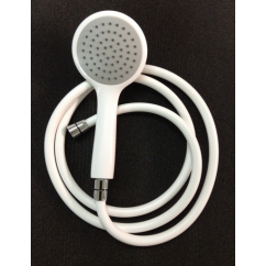 Hand Shower - All White with 2.0m Hose & Screw End Attachment (No Wall Outlet)