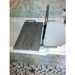 Bath Board Back Rest with Soft Back - Stainless Steel- attaches to Slatted Plastic Grey bath board seat