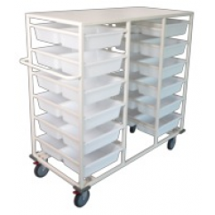 Storage Basket Trolley - 28 Basket Capacity - With Garment Rack