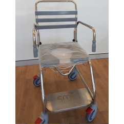 Shower Commode 46cm Open Front Seat with Security arms and Pan Carrier